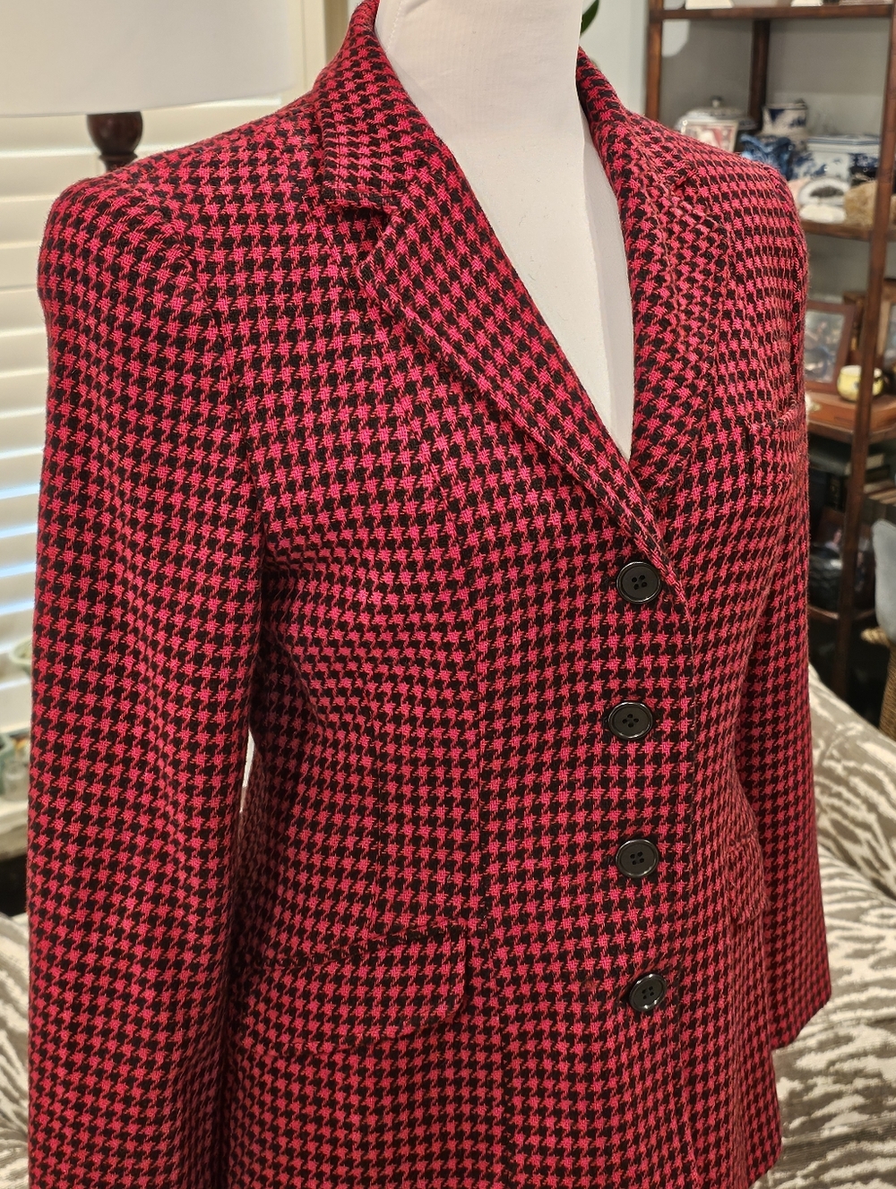 Vintage The Limited Red/Black Houndstooth Skirt Suit 6